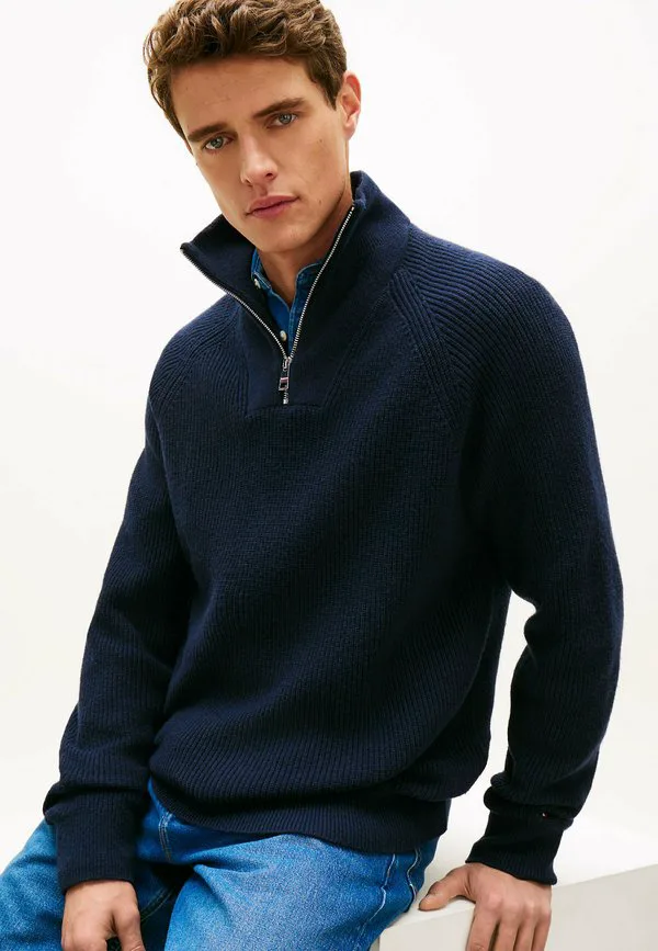 Свободный джемпер рыбацкой вязки из шерсти Tommy Hilfiger, Dark Blue — фото 4