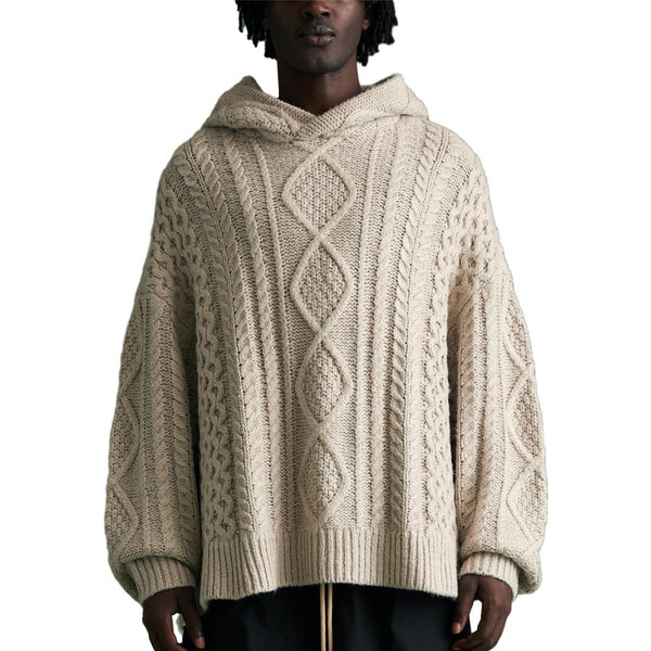 Толстовка fw23 cable knit hoodie 'silver cloud' Fear Of God Essentials, серый — фото 4