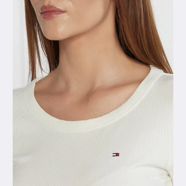 Блузка узкого кроя в рубчик 5x2 o-nk ls Tommy Hilfiger, белый — фото 3