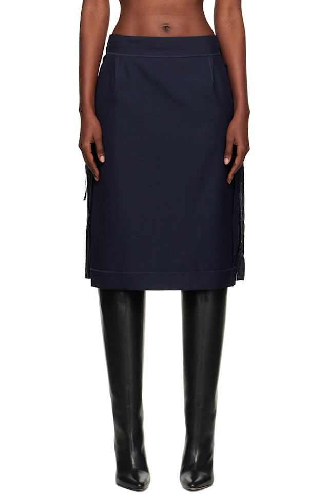 

Maison Margiela Синяя юбка миди с изнаночной стороны