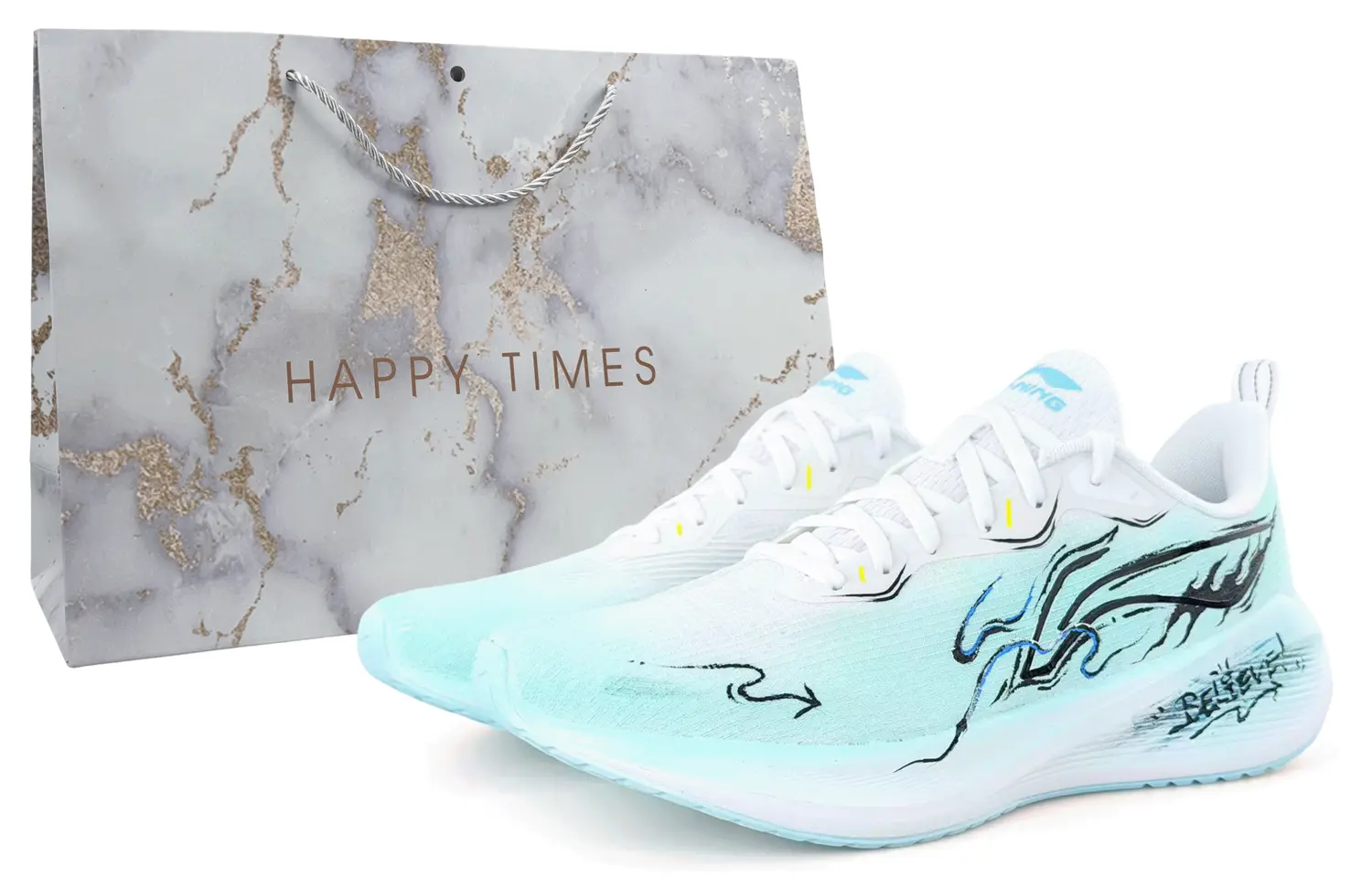 

Мужские низкие кроссовки LiNing Wuyue с амортизацией, противоскользящим и износостойким покрытием для фитнеса, тестов и экзаменов., wading through waves (special shopping bag included)