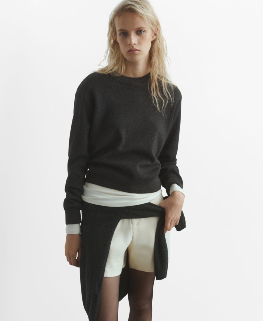 

Женский вязаный свитер из шерстяной смеси MANGO, Dark Heather Gray