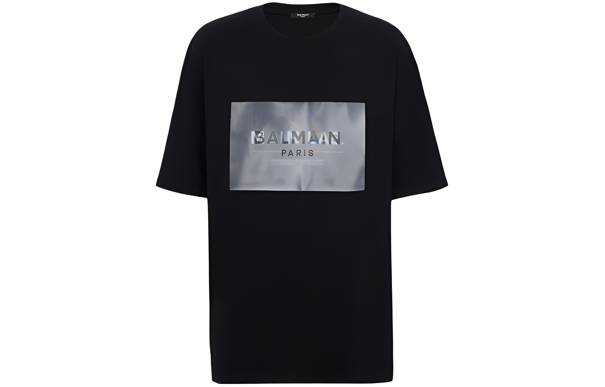 

Балмейн Футболка с голографическим принтом, черная