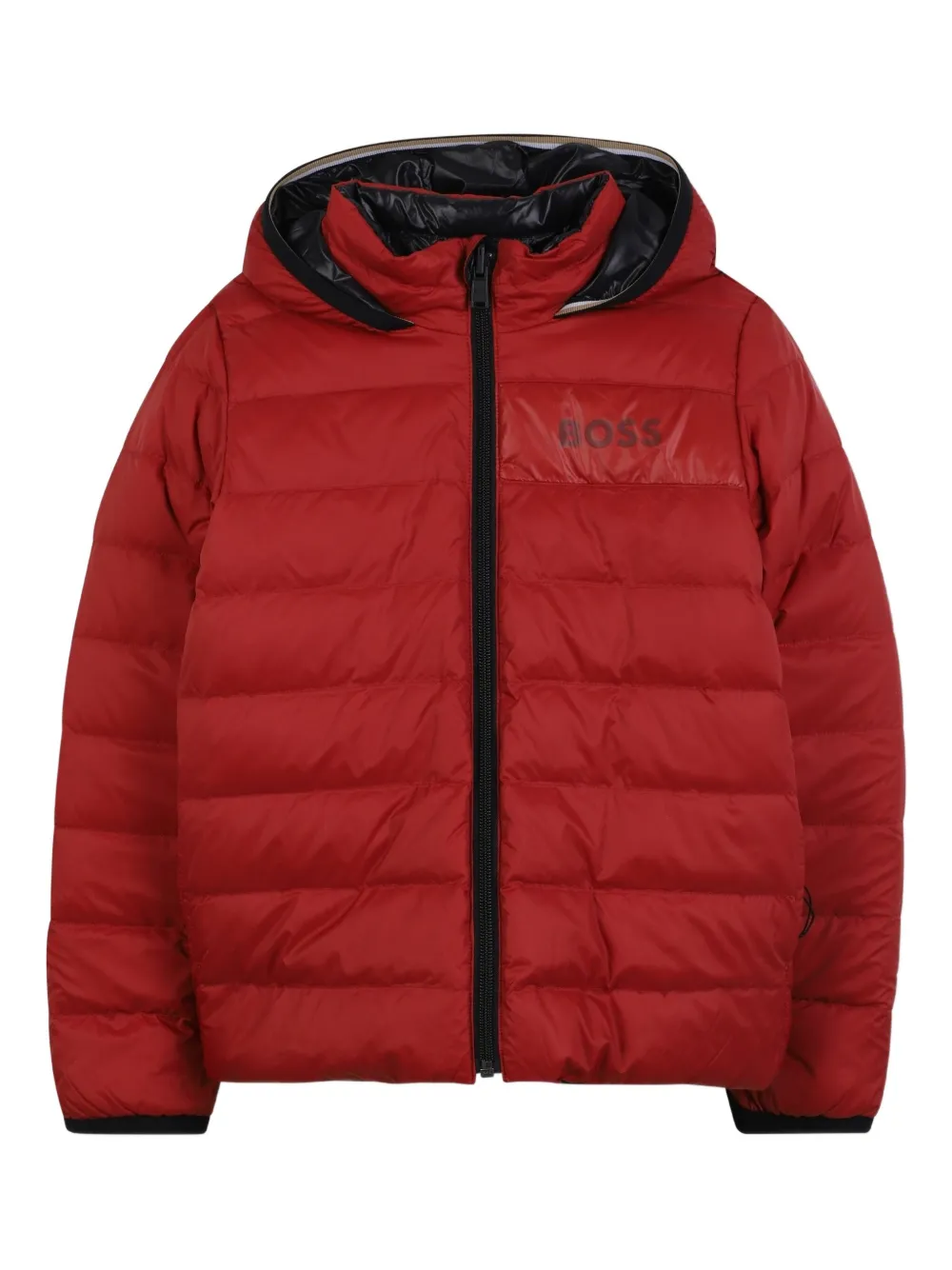 

Двусторонняя стеганая куртка с капюшоном BOSS Kidswear, красный