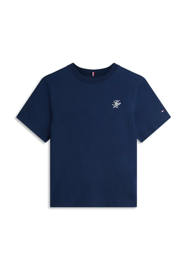 Футболка с вышитым логотипом, круглый вырез, базовая футболка Tommy Hilfiger, Dark Night Navy — фото 4