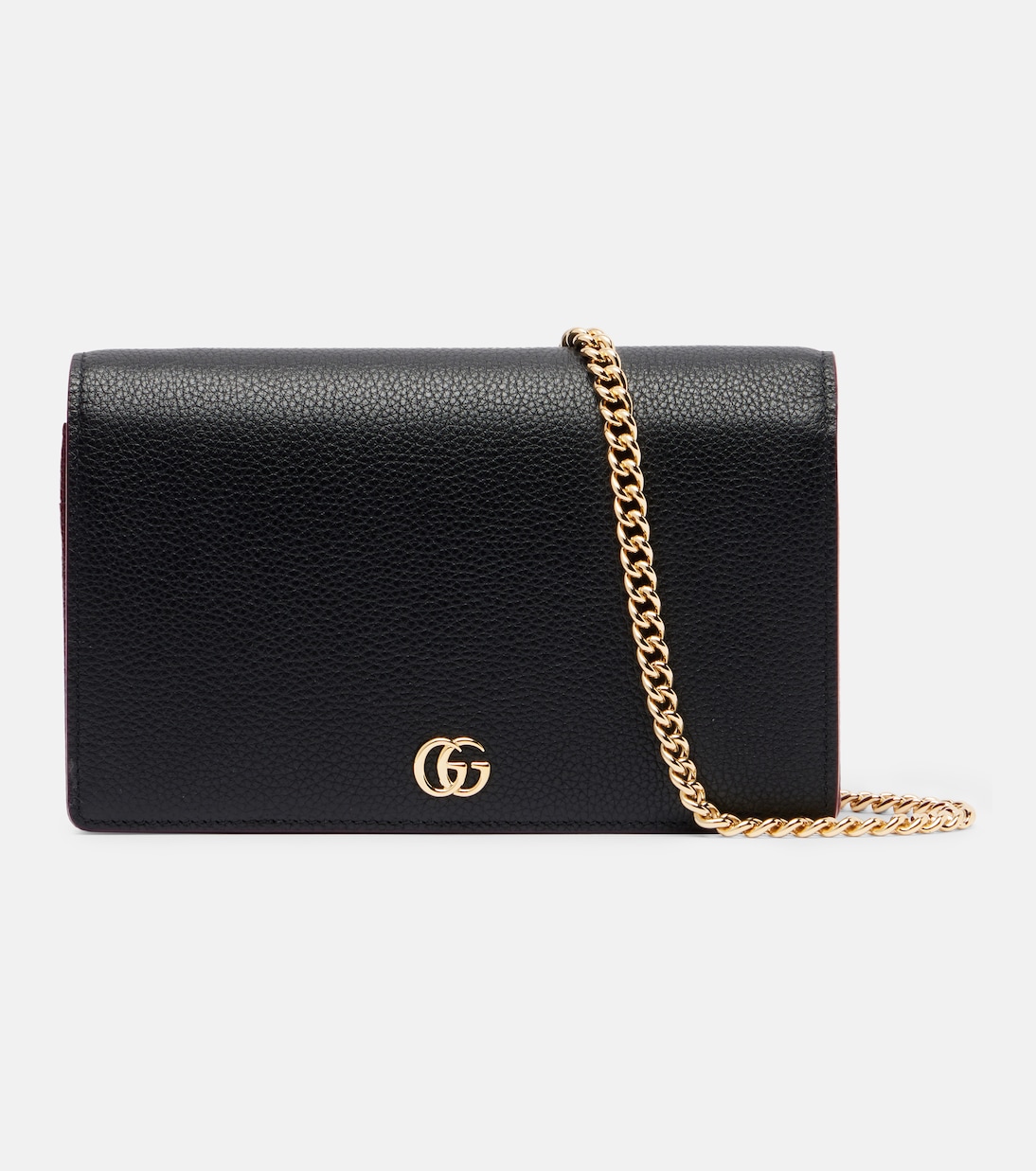 

Кошелек GG Petite Marmont на цепочке из кожи Gucci, Black/Rosso Ancora