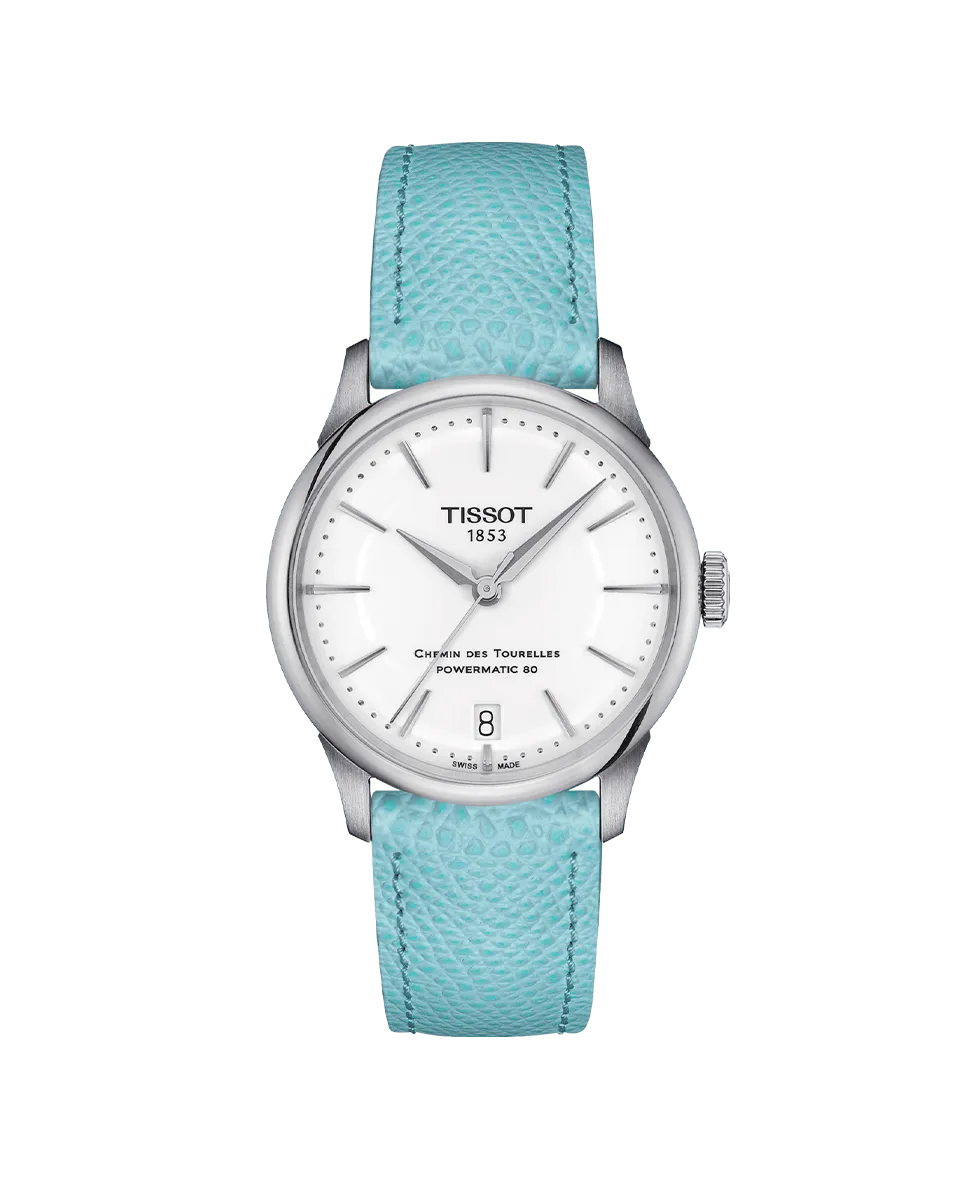 

Женские часы из коллекции Chemin des Tourelles в синей коже Tissot, синий