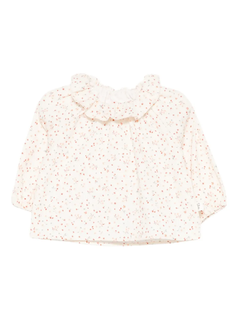 

Блузка с цветочным принтом и оборкой на вороте TEDDY & MINOU, нейтральный