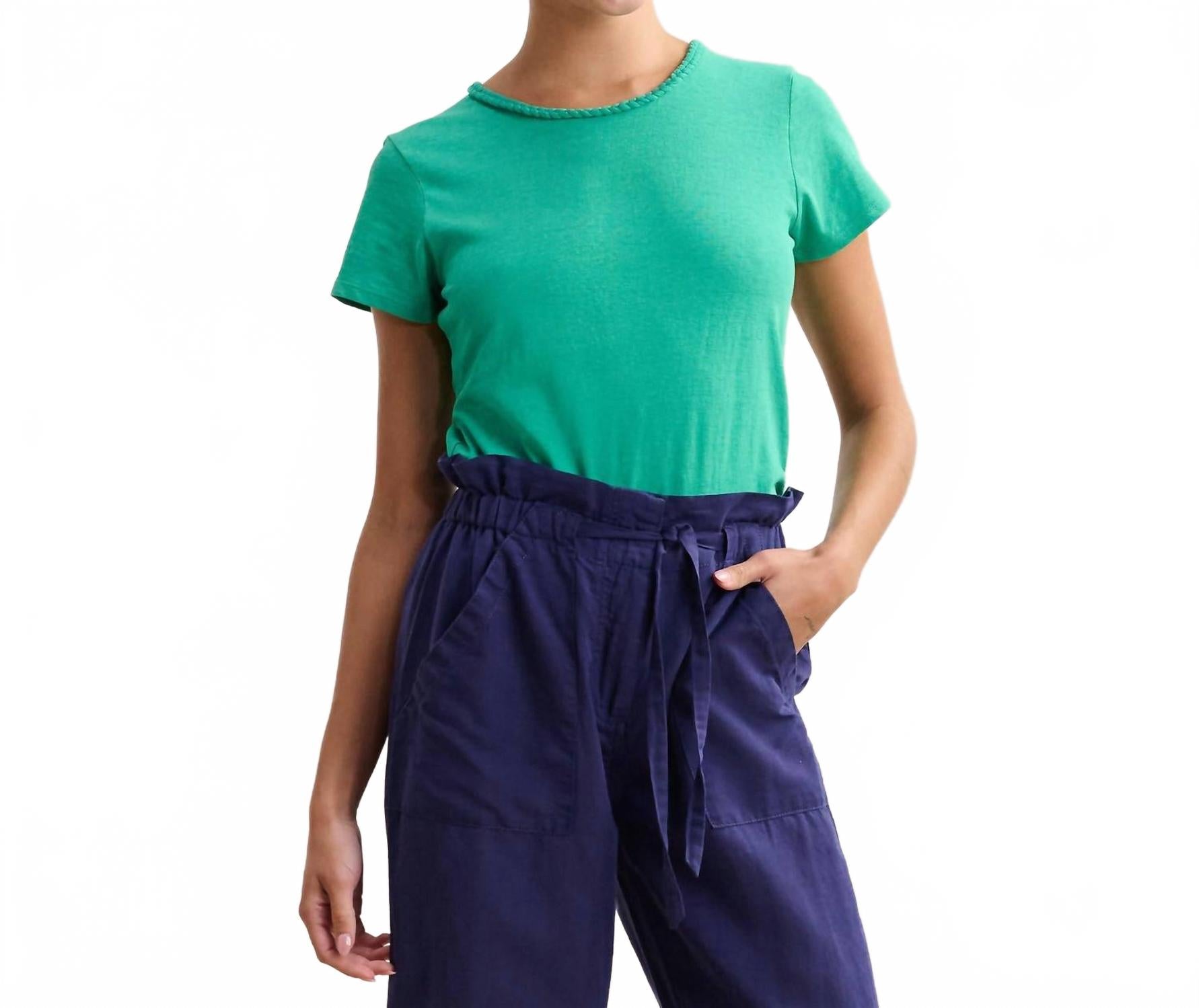 

Футболка с плетеным воротником в цвете морской волны Hatley, зеленый