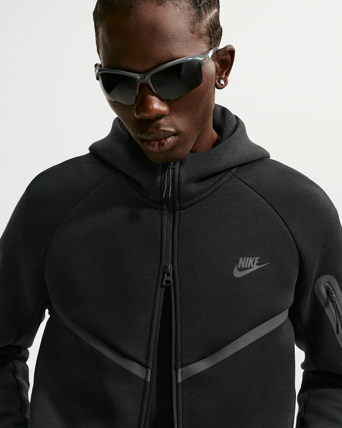 Мужская флисовая ветровка Nike Tech на молнии, Black/Black — фото 3