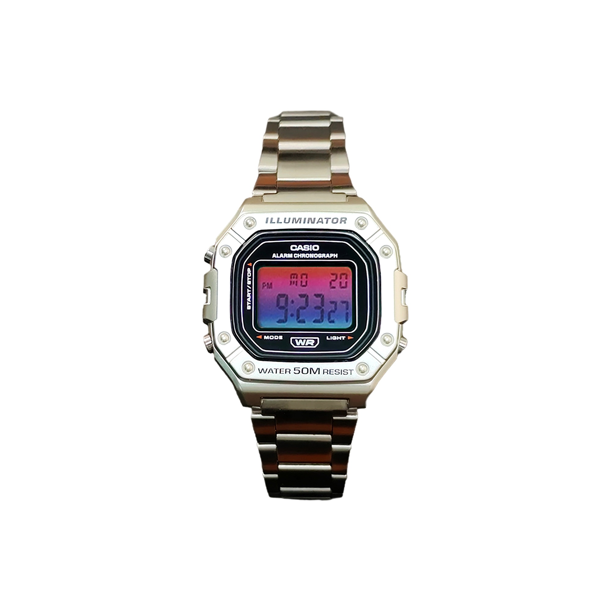 

CASIO Часы G Shock W 218HD 1A, Silver Dial with Red and Blue Gradient Lens