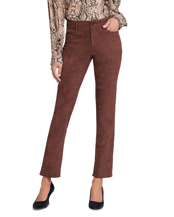 

Узкие брюки Sheri Stretch из искусственной замши NYDJ, коричневый
