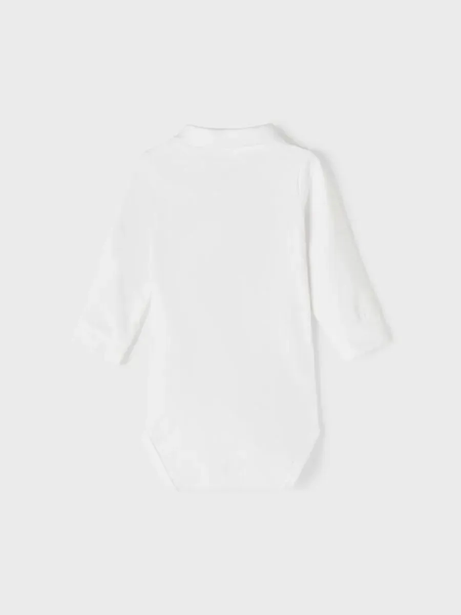 Name It Боди с длинными рукавами "NBMHOLGER LS POLO BODY NOOS", белый — фото 3