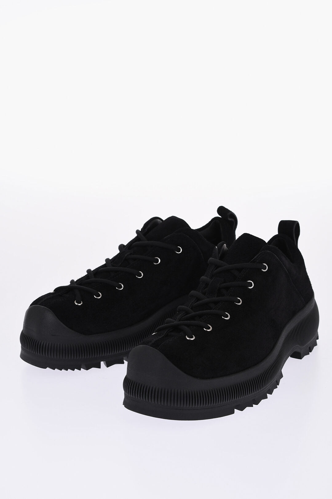 

Замшевые кроссовки Jil Sander на шнуровке с подошвой Vibram, черный
