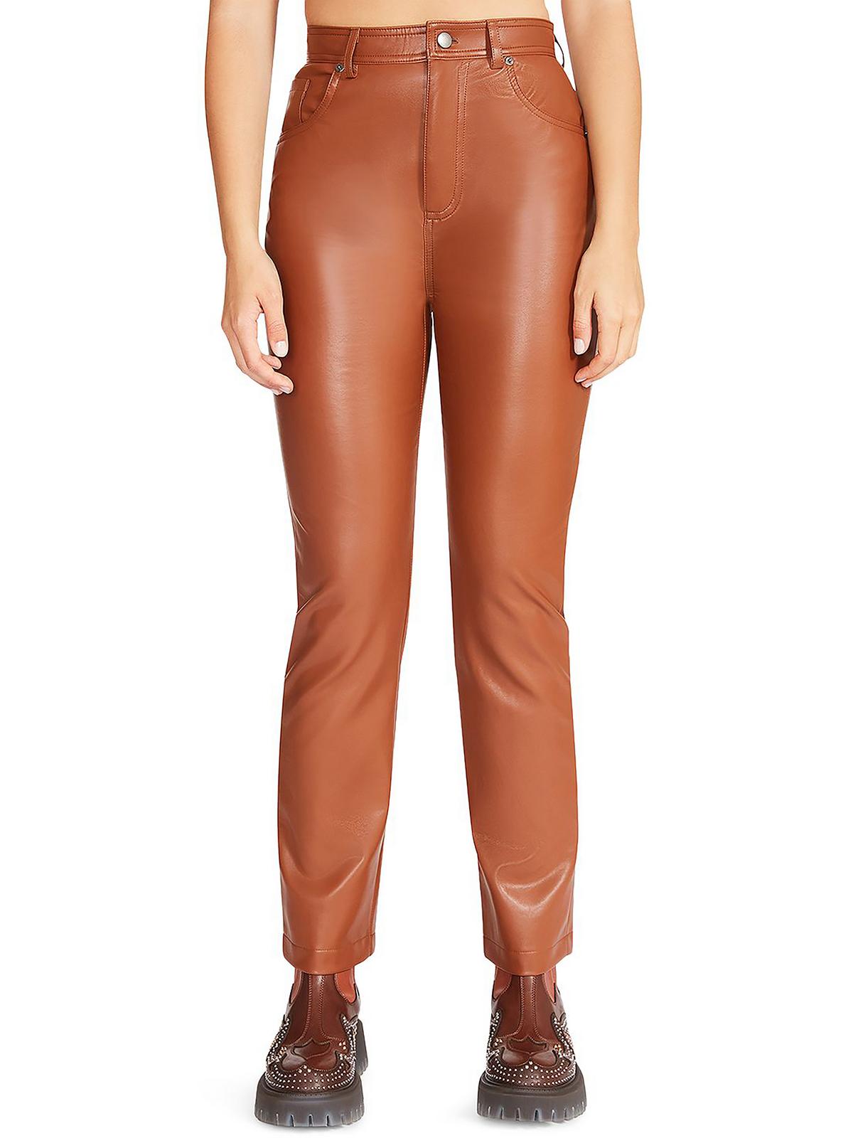 

Женские прямые брюки Josie из искусственной кожи со средней посадкой Steve Madden, цвет cognac