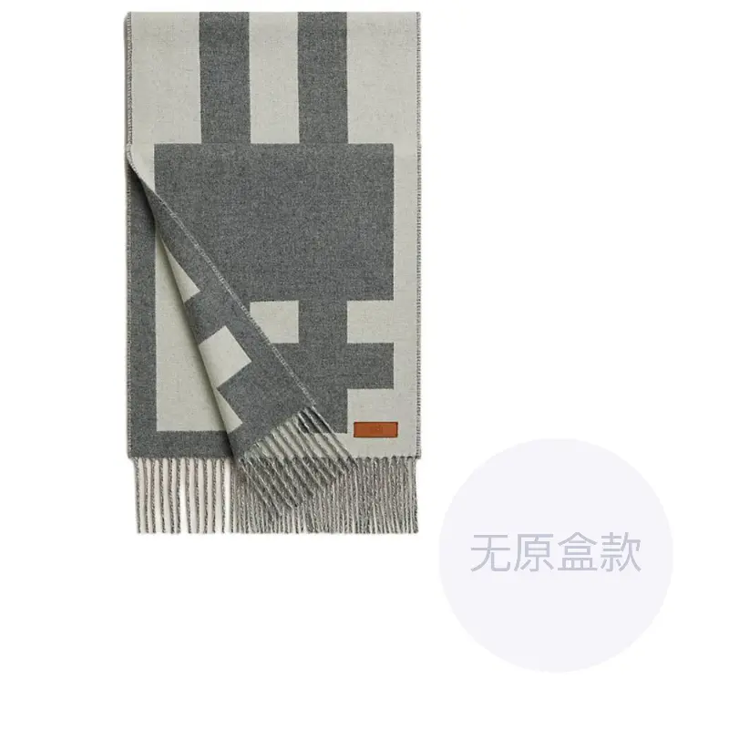 

HERMES Кашемировый вязаный шарф унисекс серый, Gray