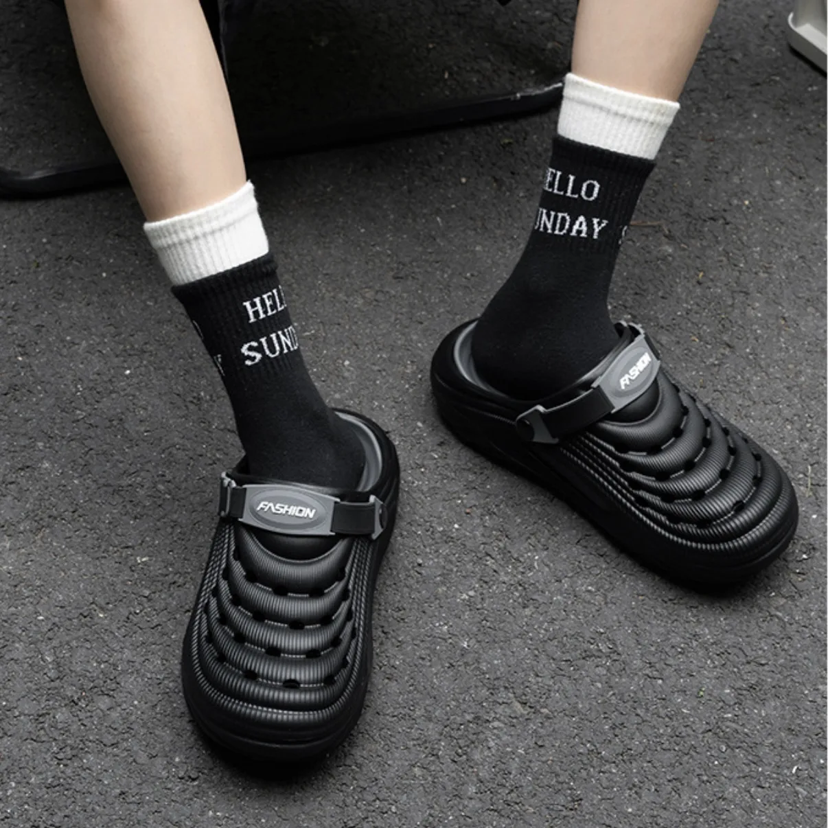 Сабо мужские BTE, белый (Comes with Socks) — фото 4