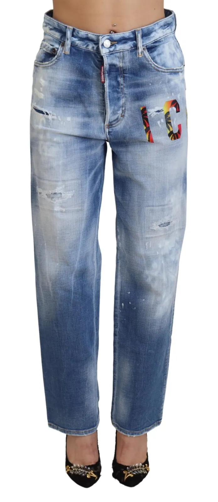 Джинсы Blue Icon High Waist Straight Denim Boston Dsquared2, синий