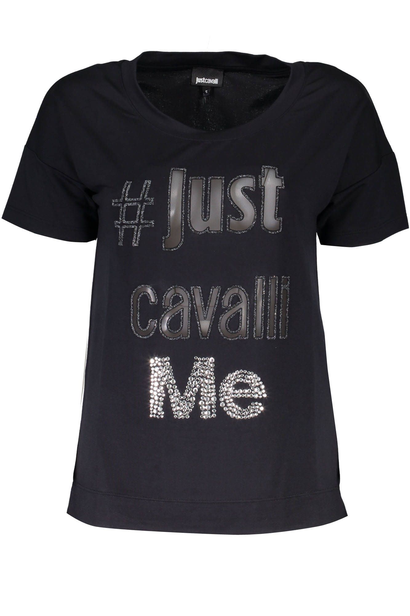 

Футболка женская Just Cavalli с надписью и стразами, черный