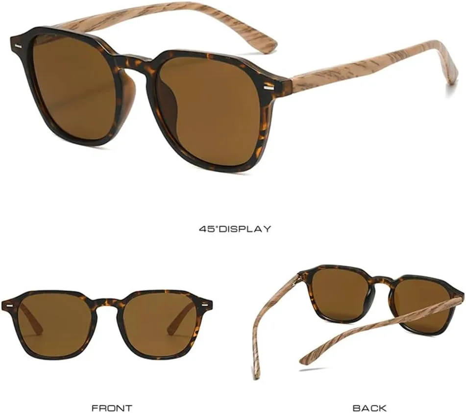 

Солнцезащитные очки с градиентной оправой и имитацией дерева, защита от ультрафиолета UV400, для мужчин и женщин, для бега на открытом воздухе UYPTK, Matte Brown Tea