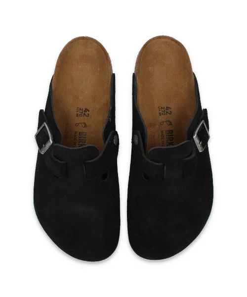 Унисекс сандалии Birkenstock Boston из замши чёрные — фото 2