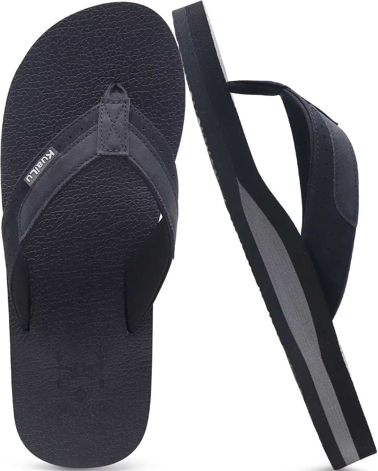 

Мужские шлепанцы KuaiLu для йоги из кожзама с поддержкой свода стопы, удобной амортизирующей подошвой, для ходьбы, сандалии-вьетнамки без застежек для дома и улицы