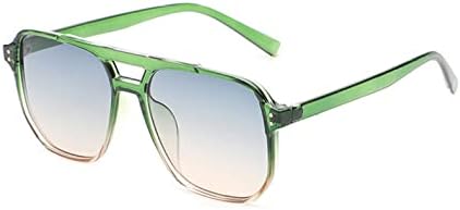 

Ретро-солнцезащитные очки с двойной перемычкой квадратной формы для женщин, модные декоративные очки, солнцезащитные очки UV400 для мужчин, трендовые солнцезащитные очки MTZJH, Green Tea