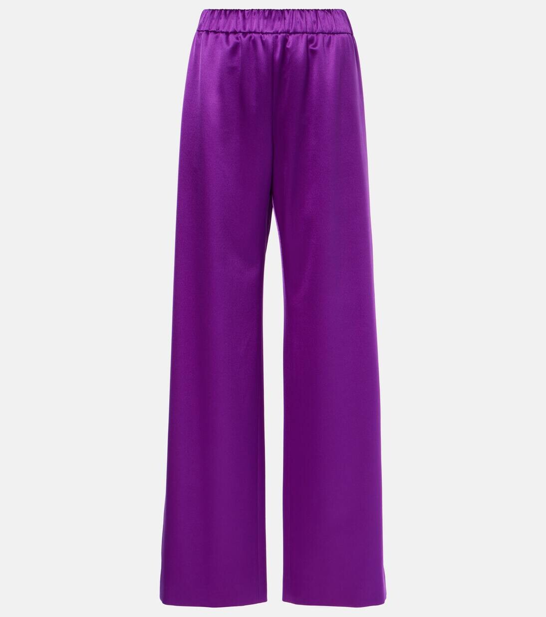 

Широкие брюки из шелкового атласа Valentino, цвет prism violet