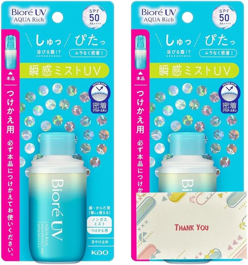 Солнцезащитный спрей Biore UV Aqua Rich Aqua Protect Mist Refill 60 мл набор 2 шт Kunutonn
