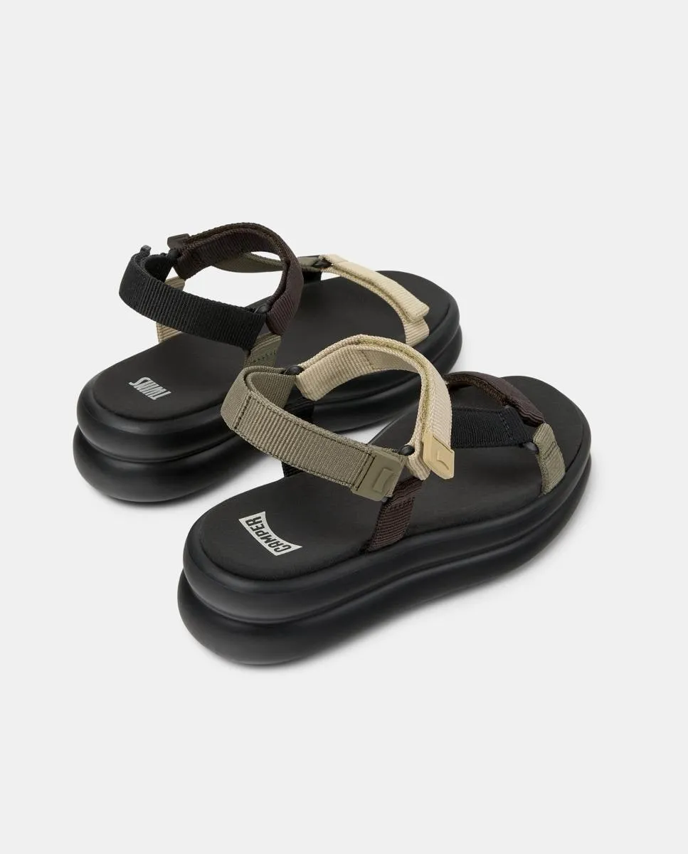 Женские сандалии на платформе Pelotas Flota Up Twins с застежкой-липучкой Camper, коричневый — фото 4