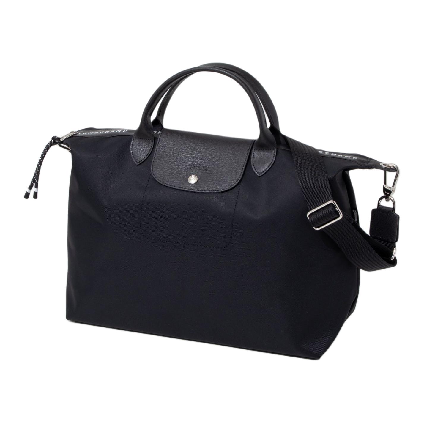 

LONGCHAMP Нейлоновая сумка с канвой для пельменей Сумка через плечо Сумка на одно плечо Большая женская сумка черного цвета, Black