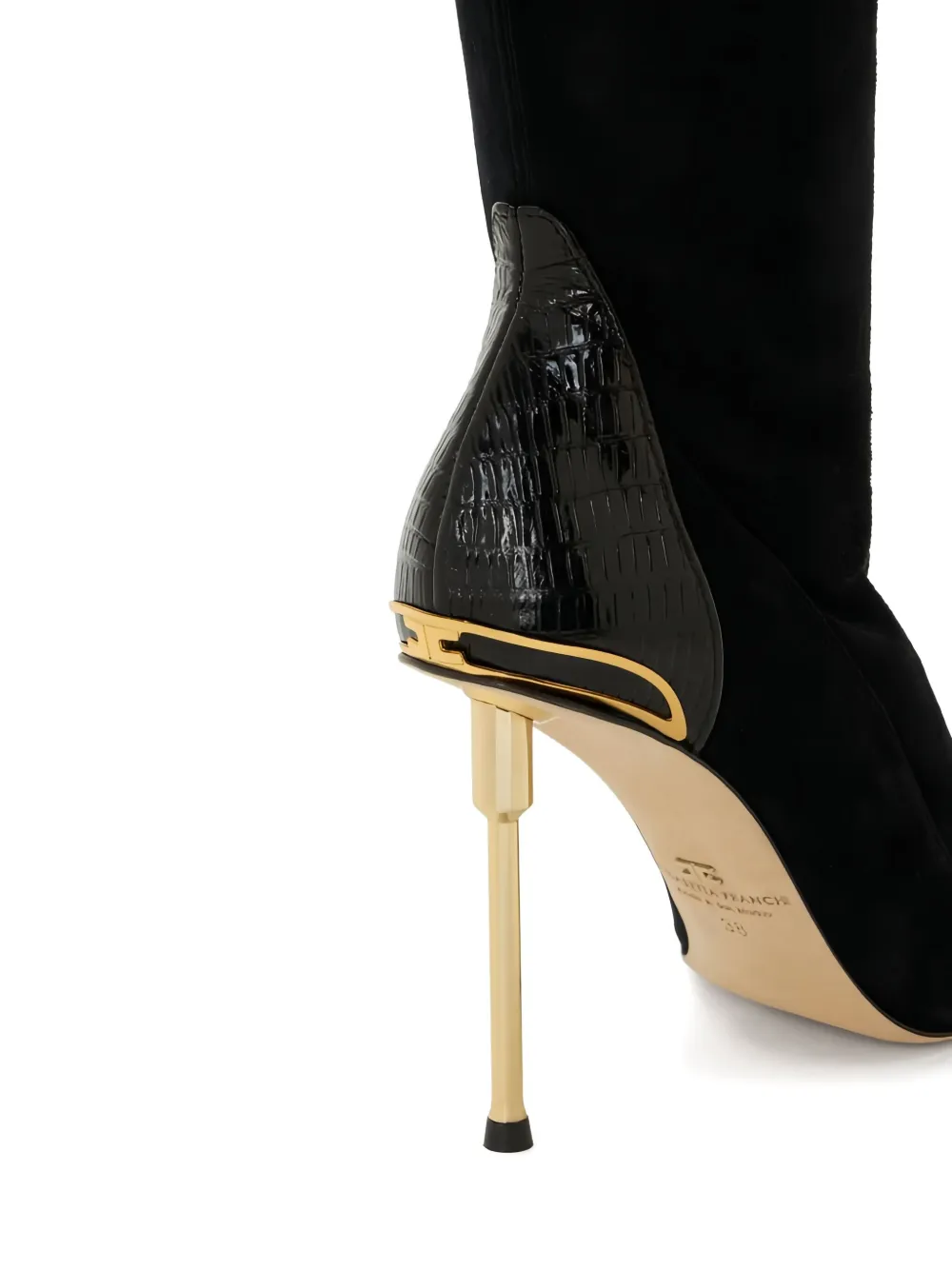 Кожаные ботинки с зауженным носком Elisabetta Franchi, черный — фото 4