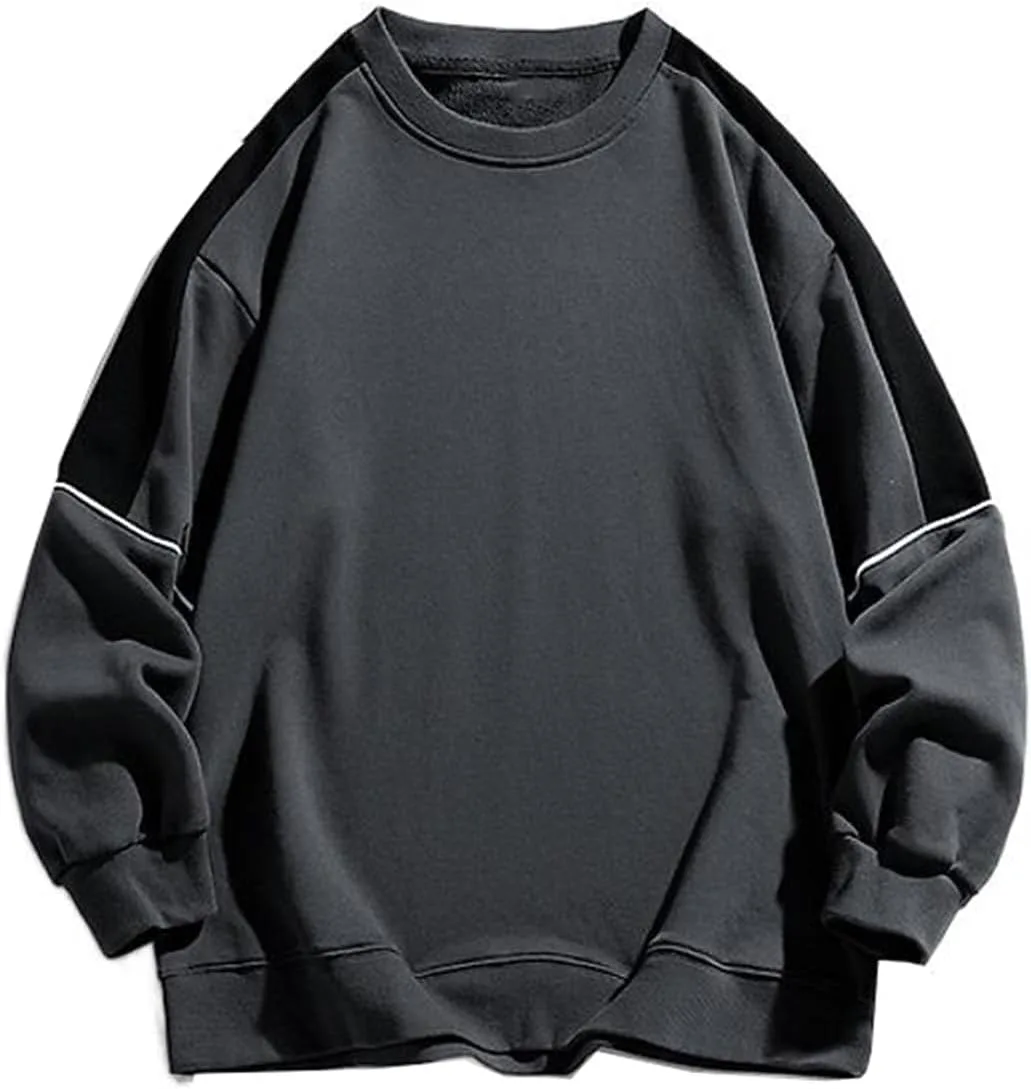 

Мужской свитшот осень-зима ретро цветной блок пачворк круглый вырез свободный крой повседневный длинный рукав Seiizaa