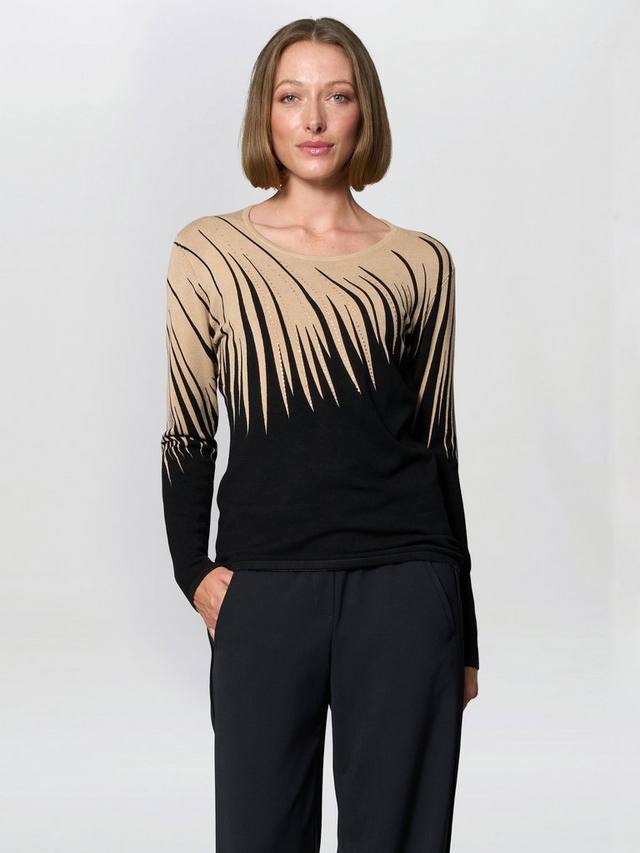 

Свитер с абстрактным принтом и круглым вырезом, украшенный стразами Gina Bacconi