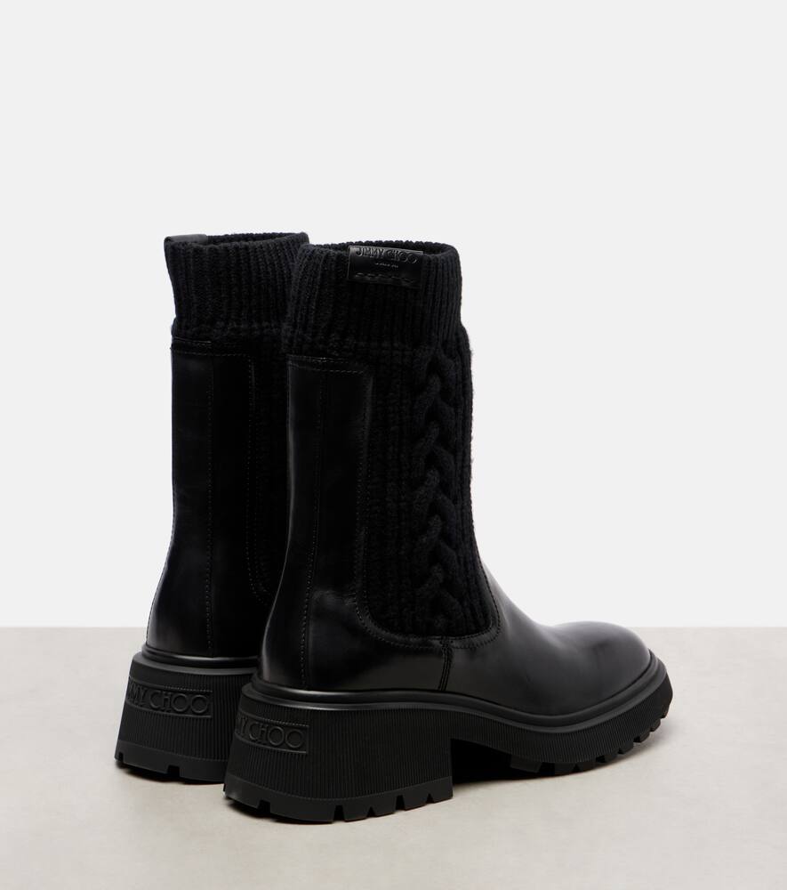 Ботильоны Tamia из кабельной вязки с кожаными вставками Jimmy Choo, Black/Black — фото 2