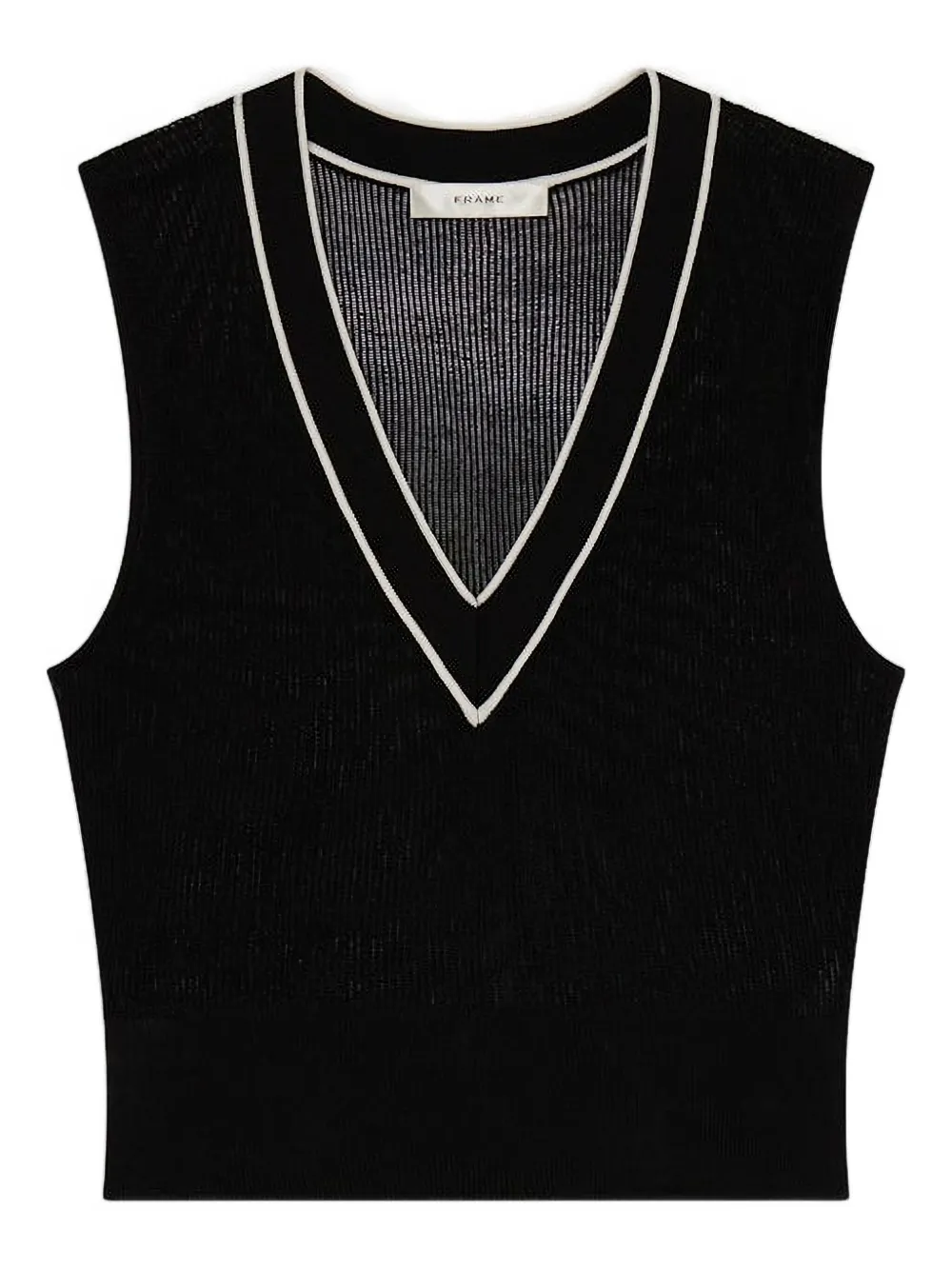 

Жилет с V-образным вырезом и рубчатой вязкой FRAME, черный