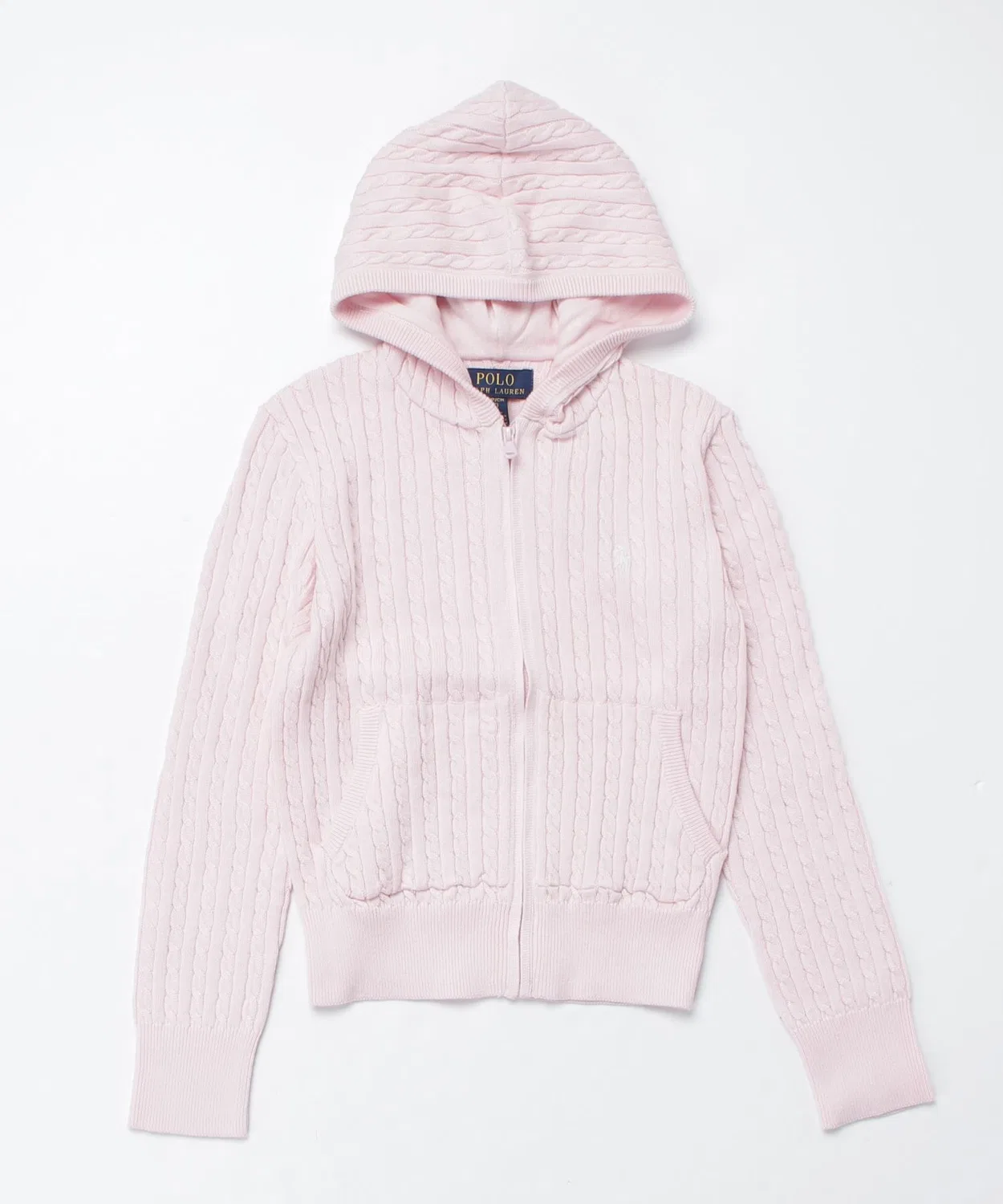 Флисовая кофта с капюшоном на молнии Ralph Lauren, розовая — фото 3