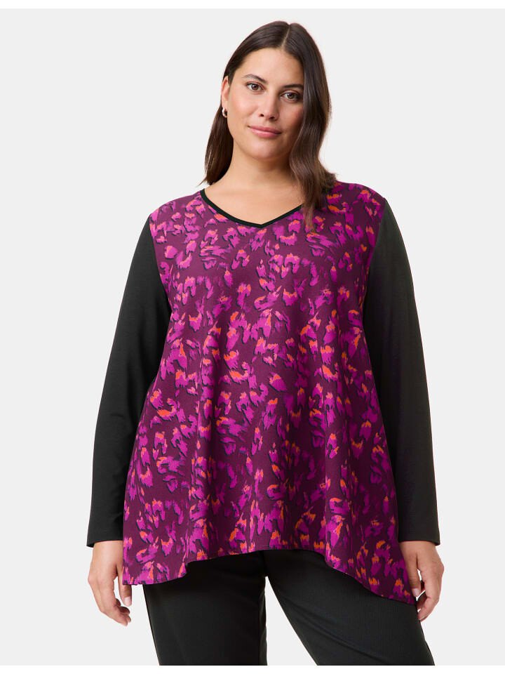 

Лонгслив SAMOON T-Shirt Langarm Rundhals, цвет Black gemustert