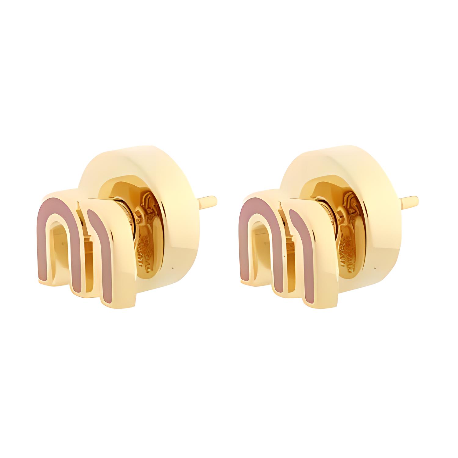 

MIU MIU Металлические, эмалевые серьги-гвоздики Men's Pink