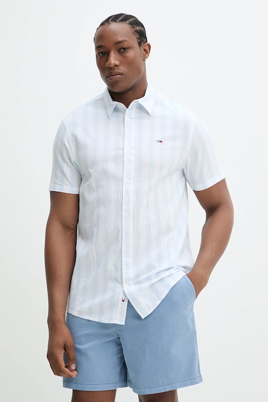 

Рубашка с добавлением льна Tommy Jeans, синий