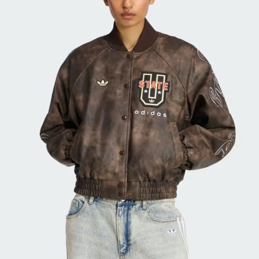 Винтажная куртка из искусственной кожи athl dept Adidas Originals, темно-коричневый — фото 3