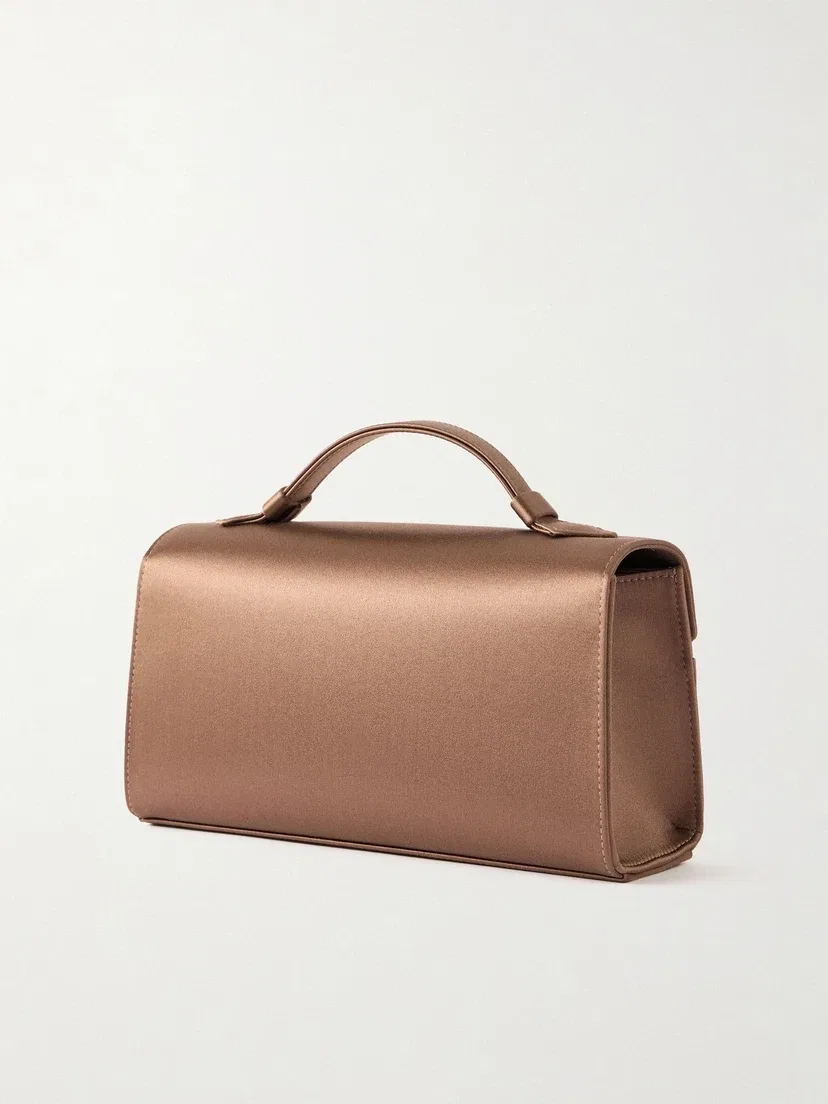 Сатчел из атласа Symmetry Pochette Savette, коричневый — фото 3
