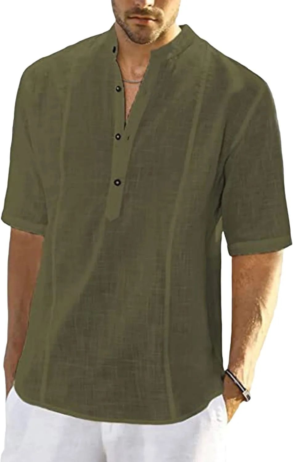 Футболка-поло Hippie Yoga Beach Henleys Casual Linen для мужчин