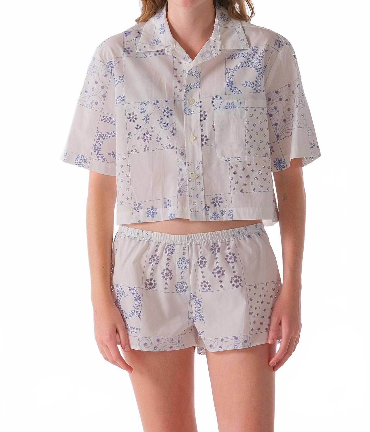 

Пикси-блузка с геометрическими ажурными вставками CISSA, Geometric Eyelet