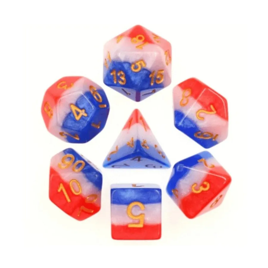 

Поликомплект — Старая слава с золотом (7), Dice Sets - Resin/Acrylic - Rainbow & Multi-Colored (Foam Brain Games)