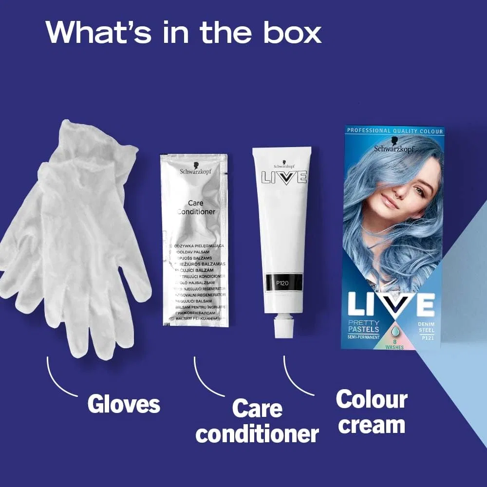 Полуперманентная краска для волос Schwarzkopf LIVE Pretty Pastels P121 Denim Steel Live, Denium Steel — фото 3