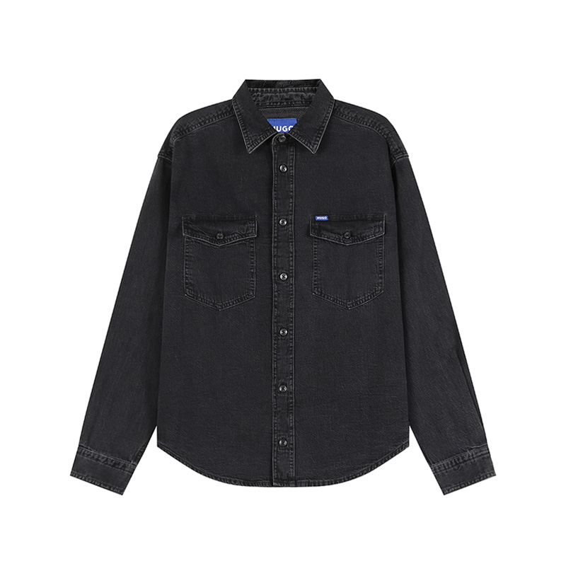 

Джинсовая рубашка hugo с двумя карманами HUGO BOSS, черный