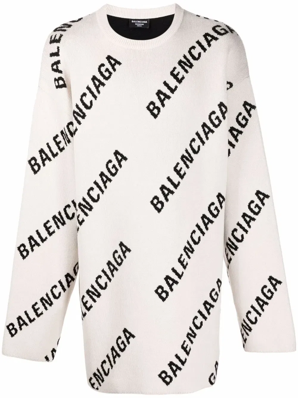 Джемпер с круглым вырезом и логотипом Balenciaga, бежевый