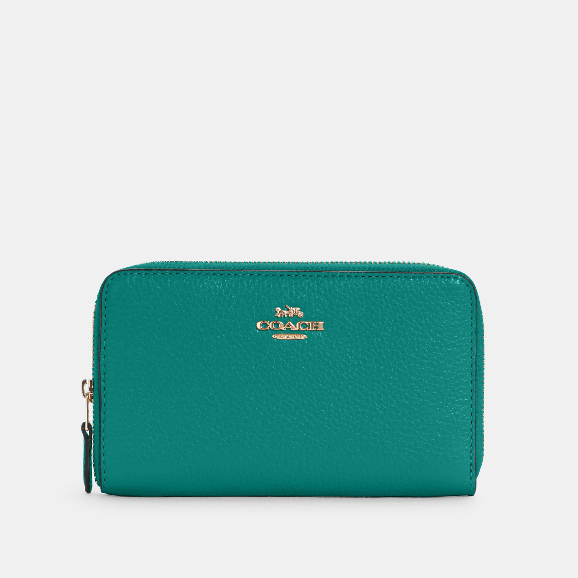 

Кошелек COACH Medium Id Zip Coach Outlet, цвет gold/bright jade