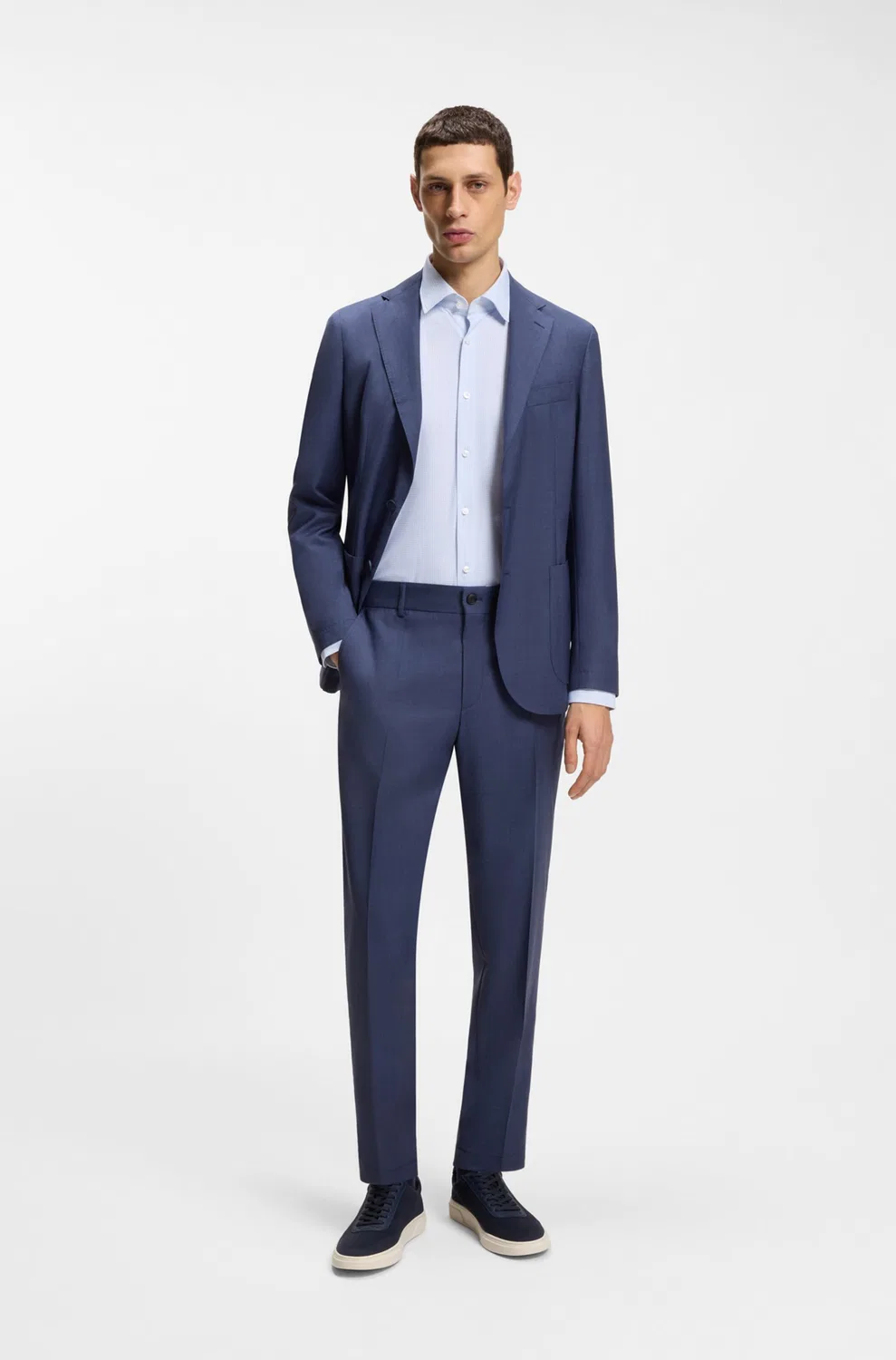 Рубашка Boss Slim fit на пуговицах P-Hank синего цвета — фото 3
